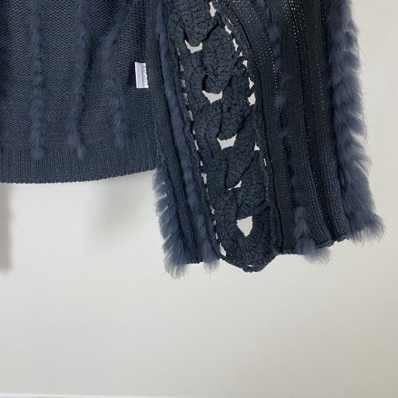 Elliatt Enwtined Rabbit Fur Vest Charcoal Gray High Low Asymmetrical Women's M - Picture 7 of 12